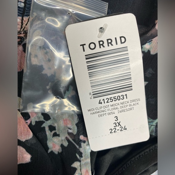 New Torrid Midi Clip Dot Mock Neck Harmonic Floral Resort Dress Sz3 - Picture 9 of 10